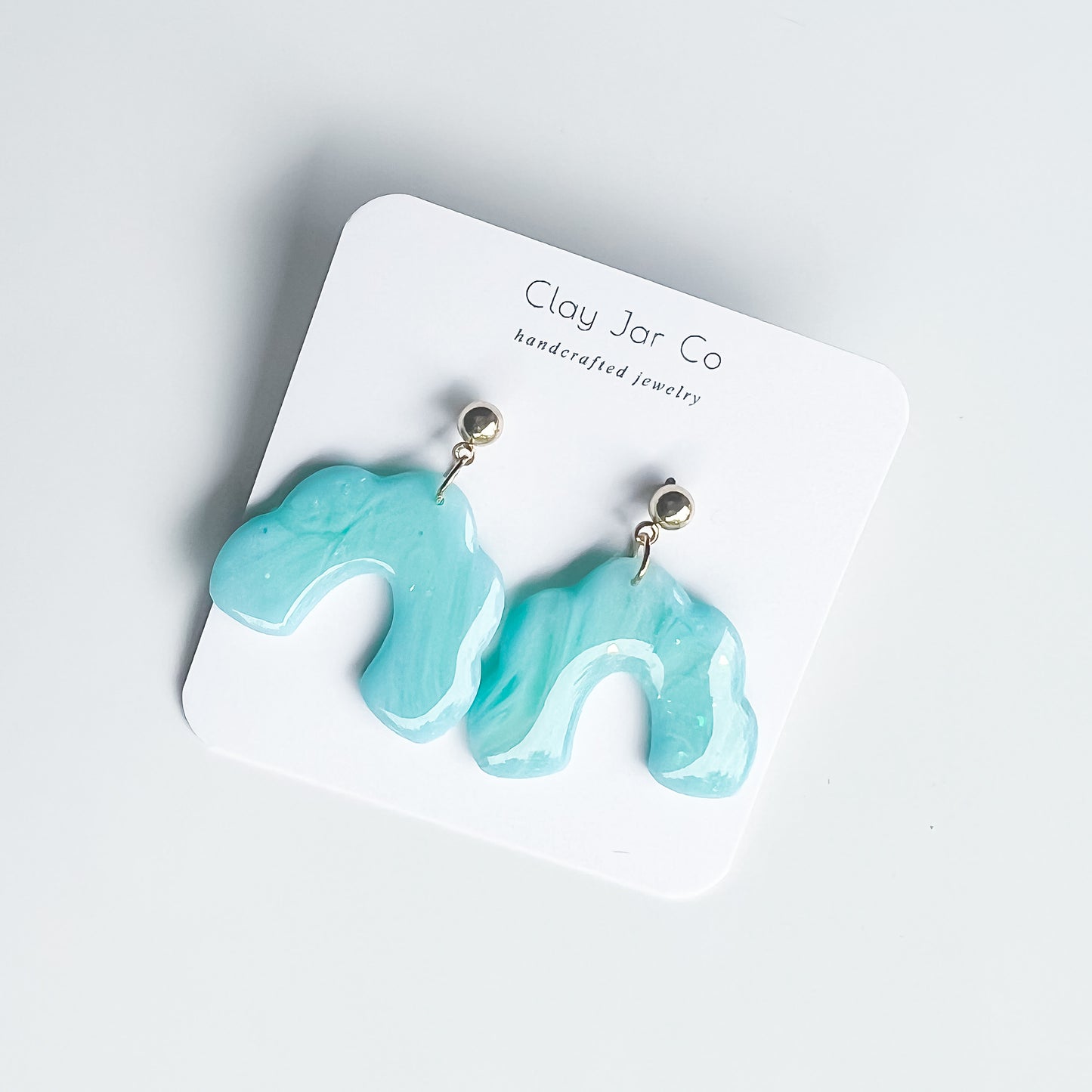 Winnie Dangle Earrings in Sky Blue with Gold Ball Posts