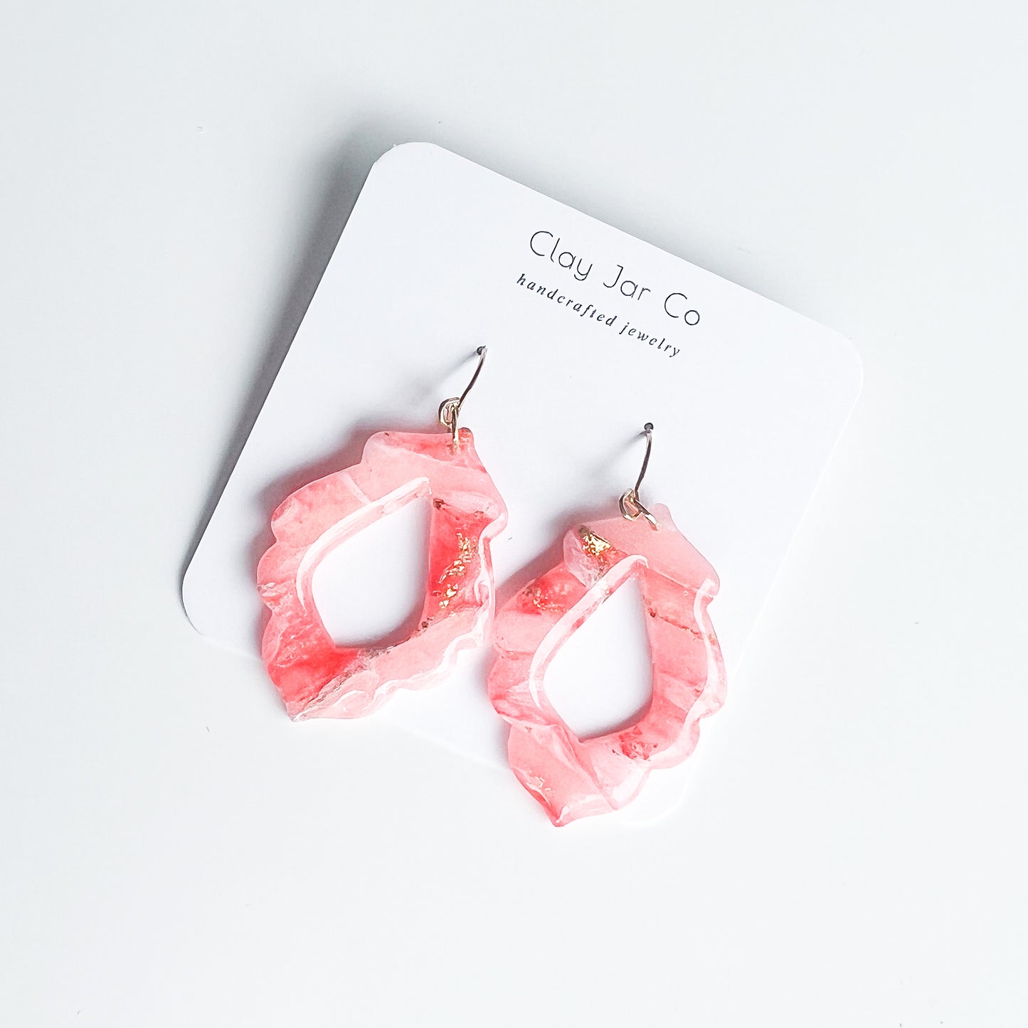 Grace Dangle Earrings in Pink Quartz with Gold Hooks