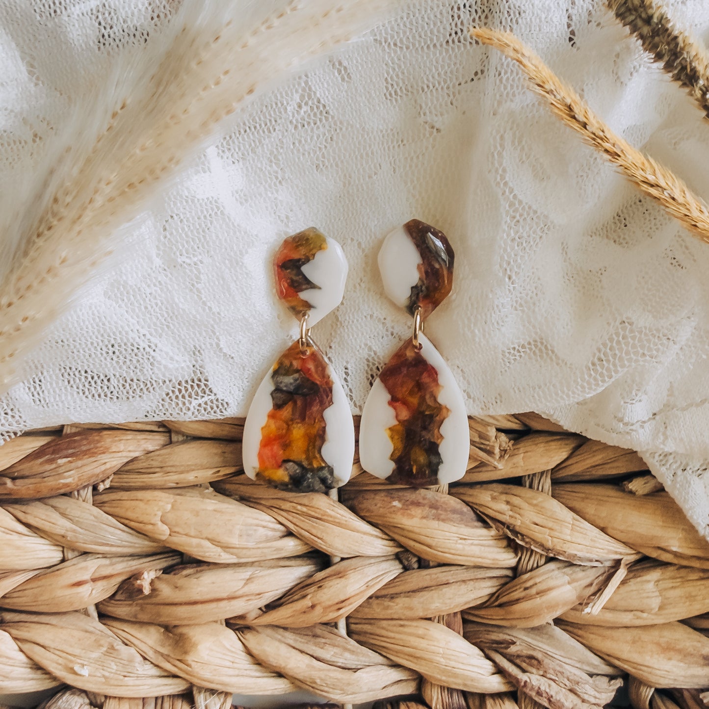 Jasper and Bone Dangle Earrings