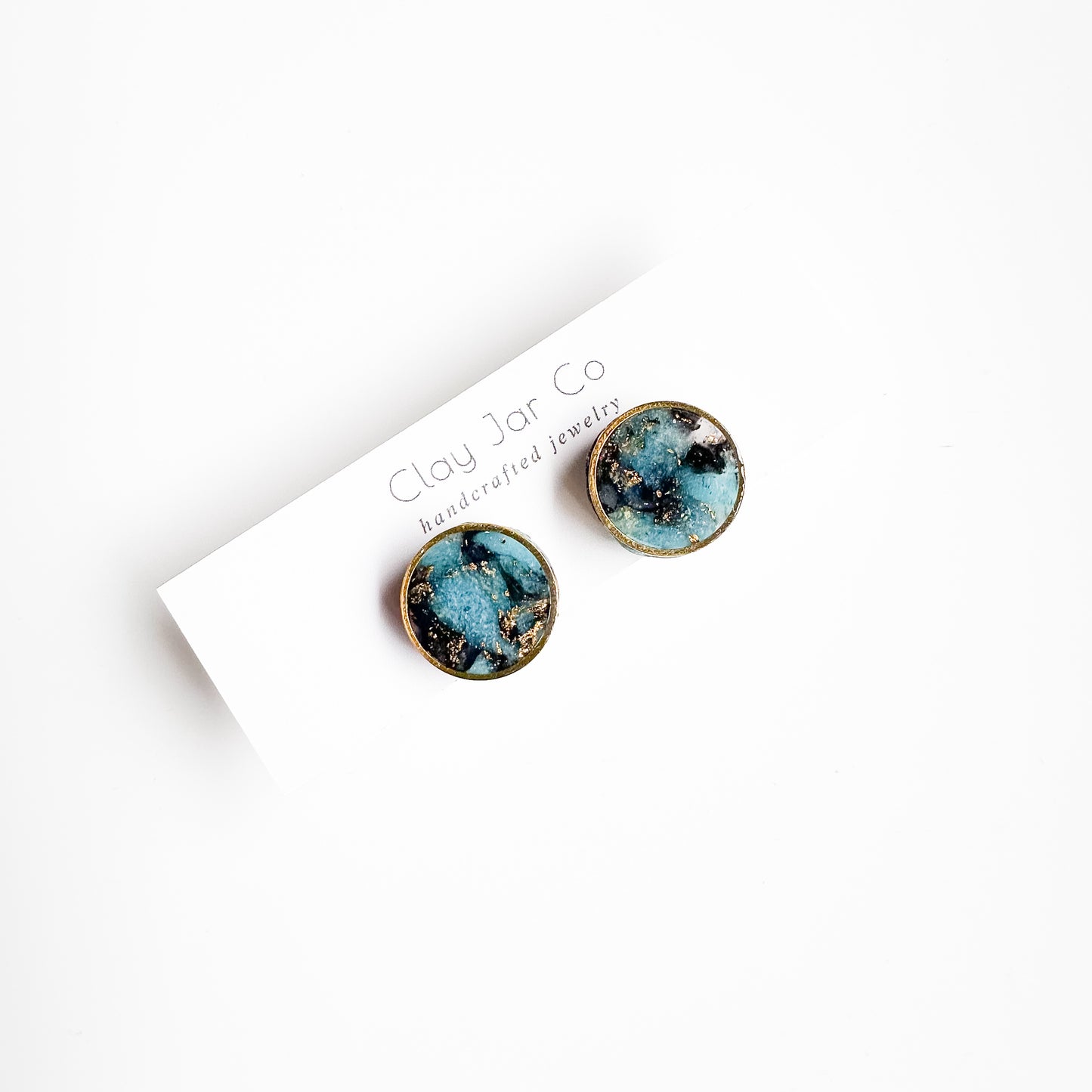 Cecilia Stud Earrings in Midnight Marble