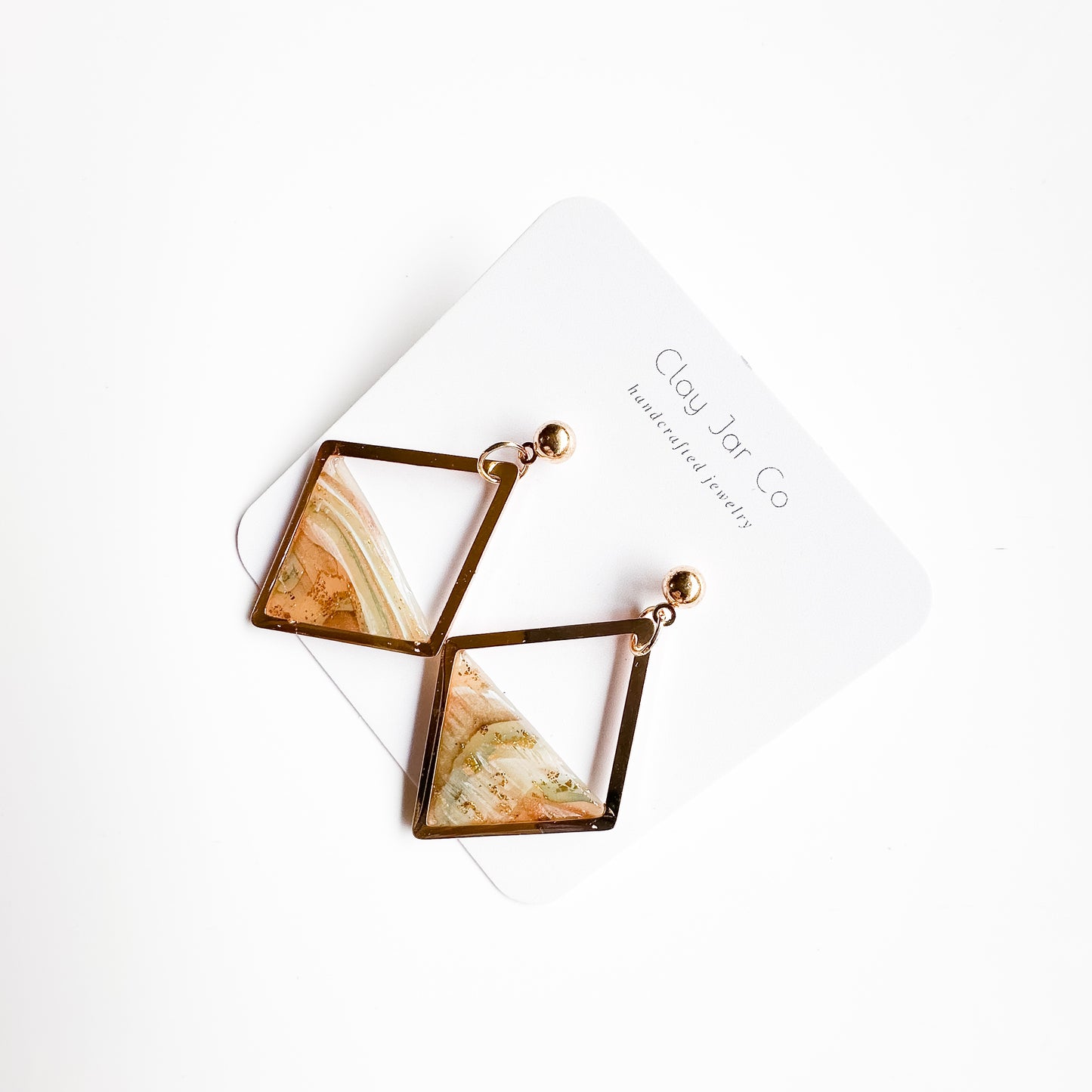Mabel Dangles in Meadow Marble with Gold Frame