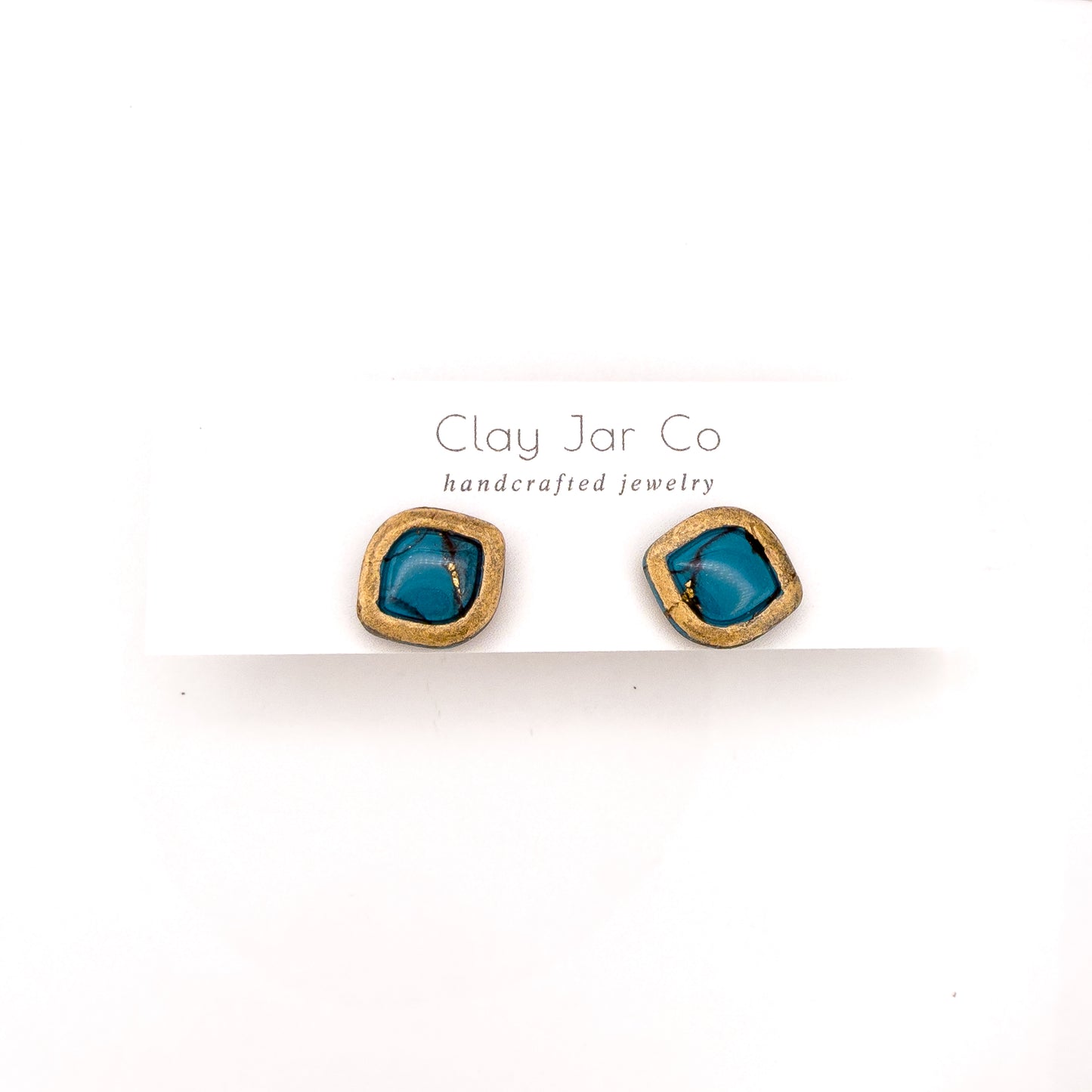Turquoise Stone Emma Stud Earrings