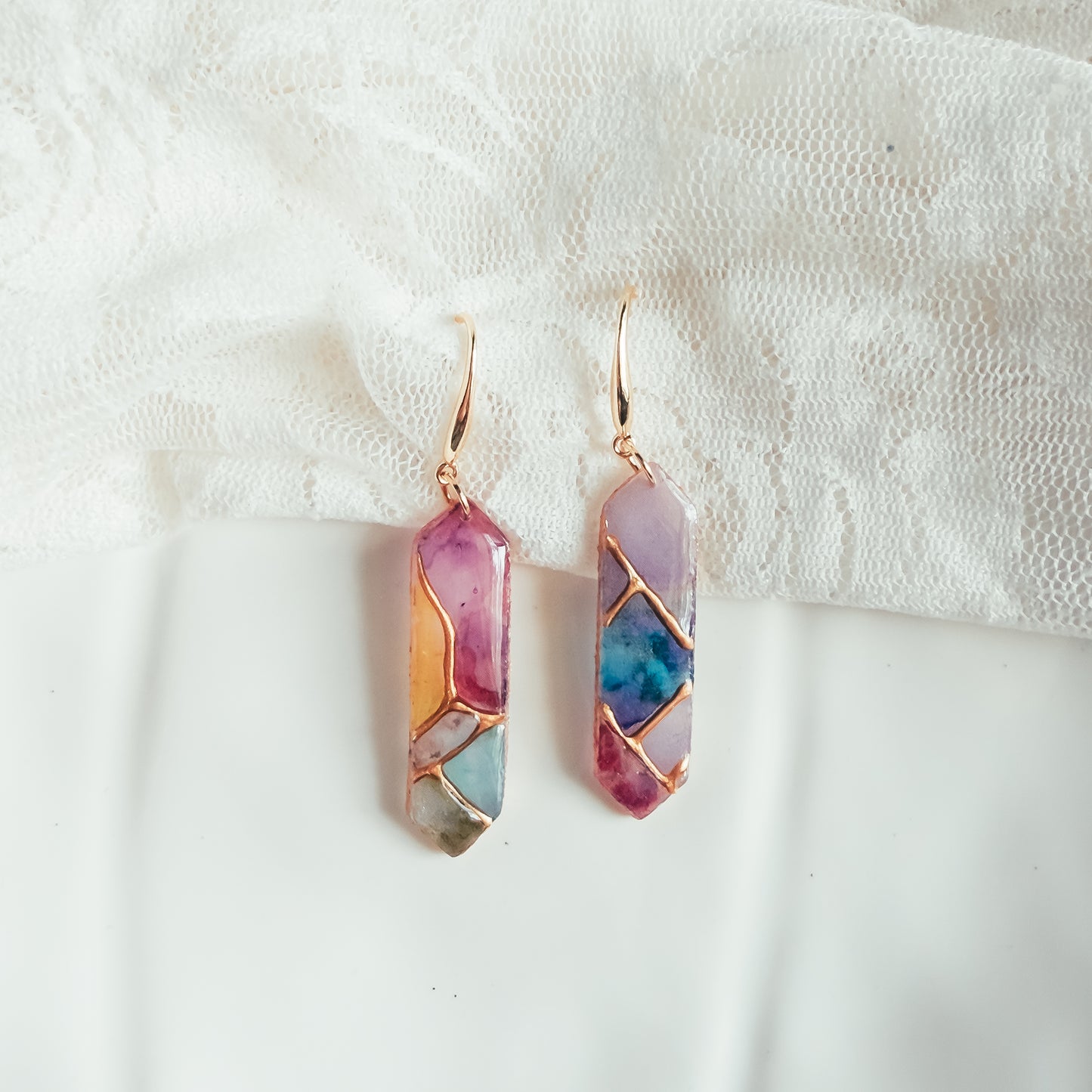 Watercolor Stain Glass Eloise Dangle Earrings