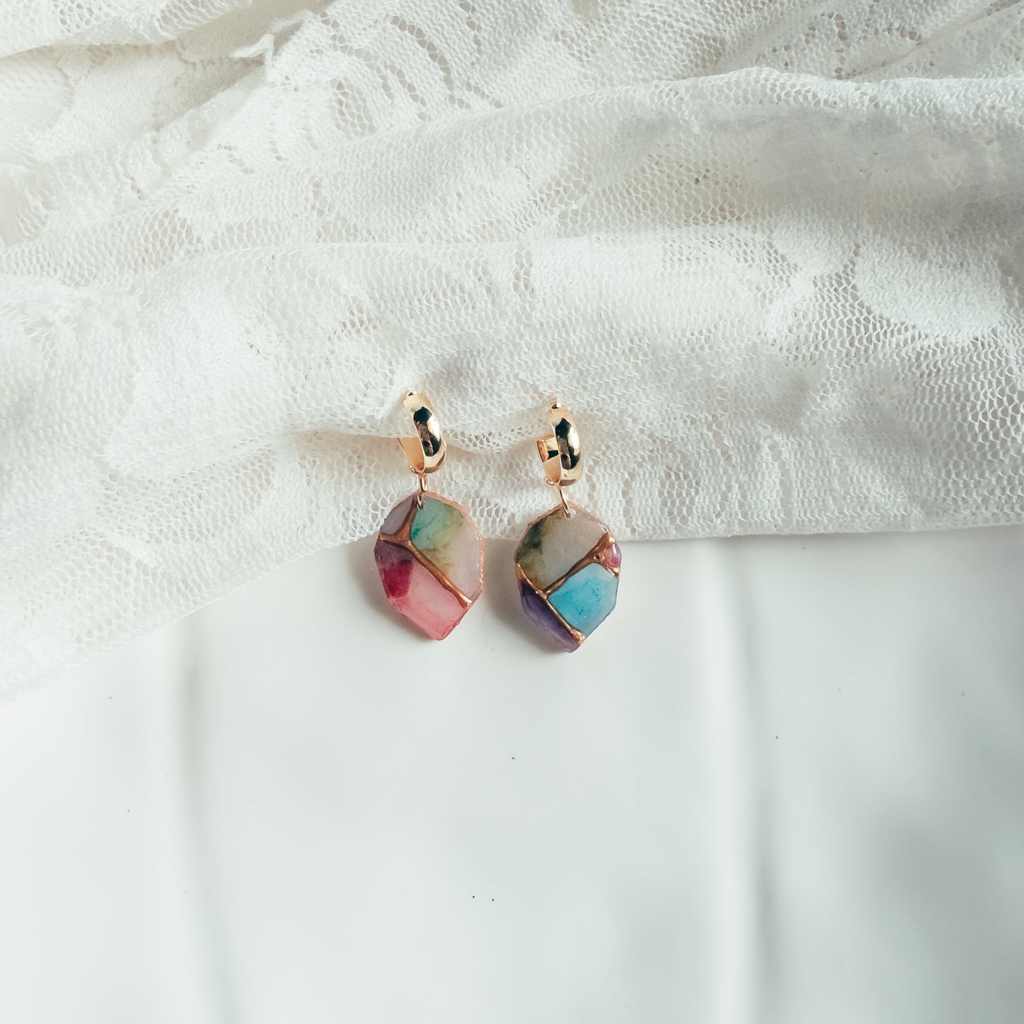 Watercolor Stain Glass Clara Dangle Earrings