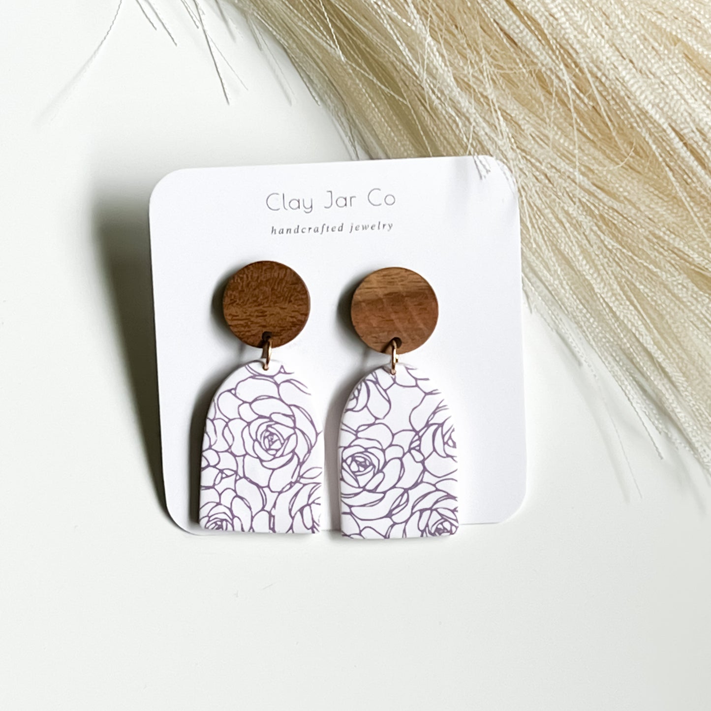 Evelyn Floral Dangles with Wood Post