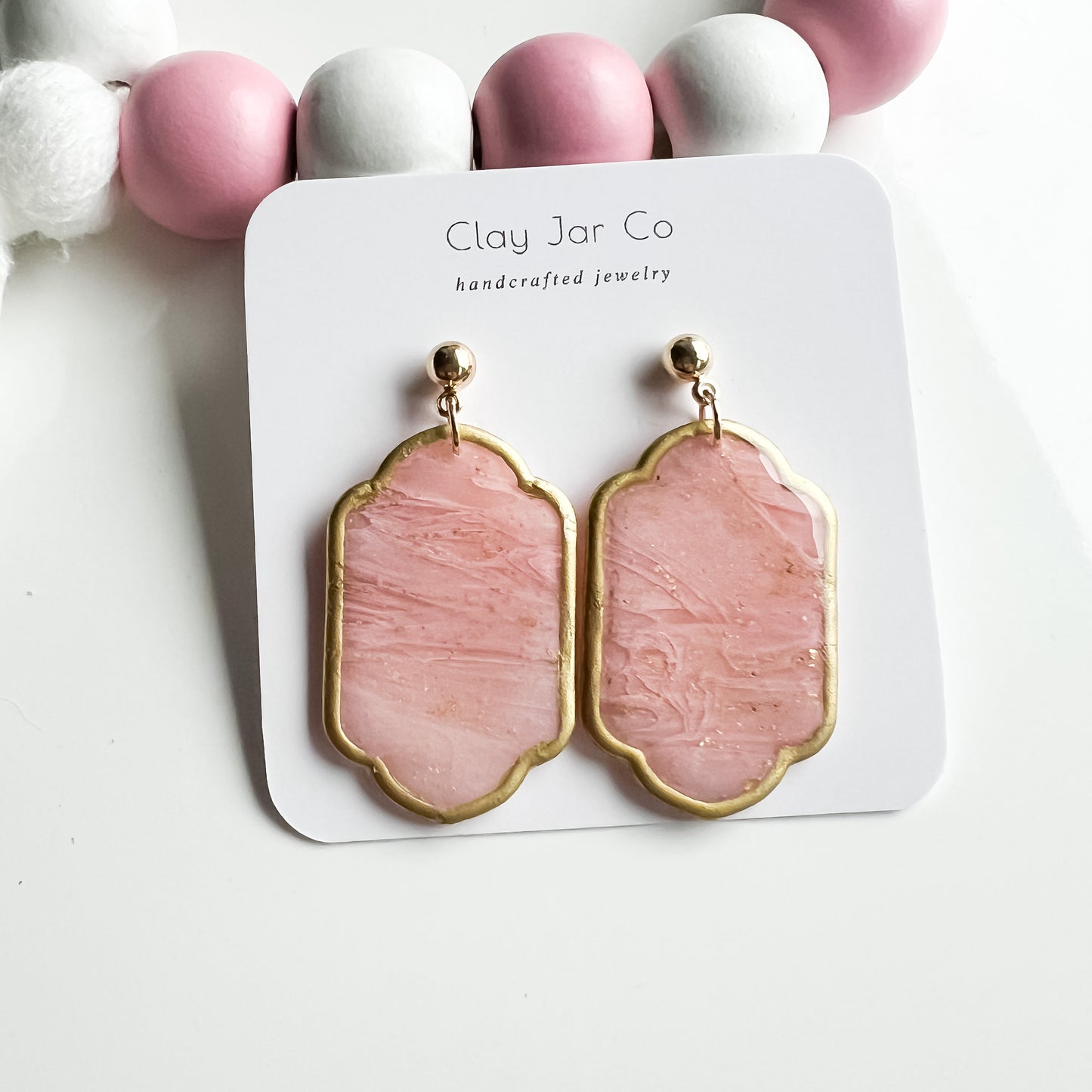 Gloria Pink Earrings with Gold Ball Posts