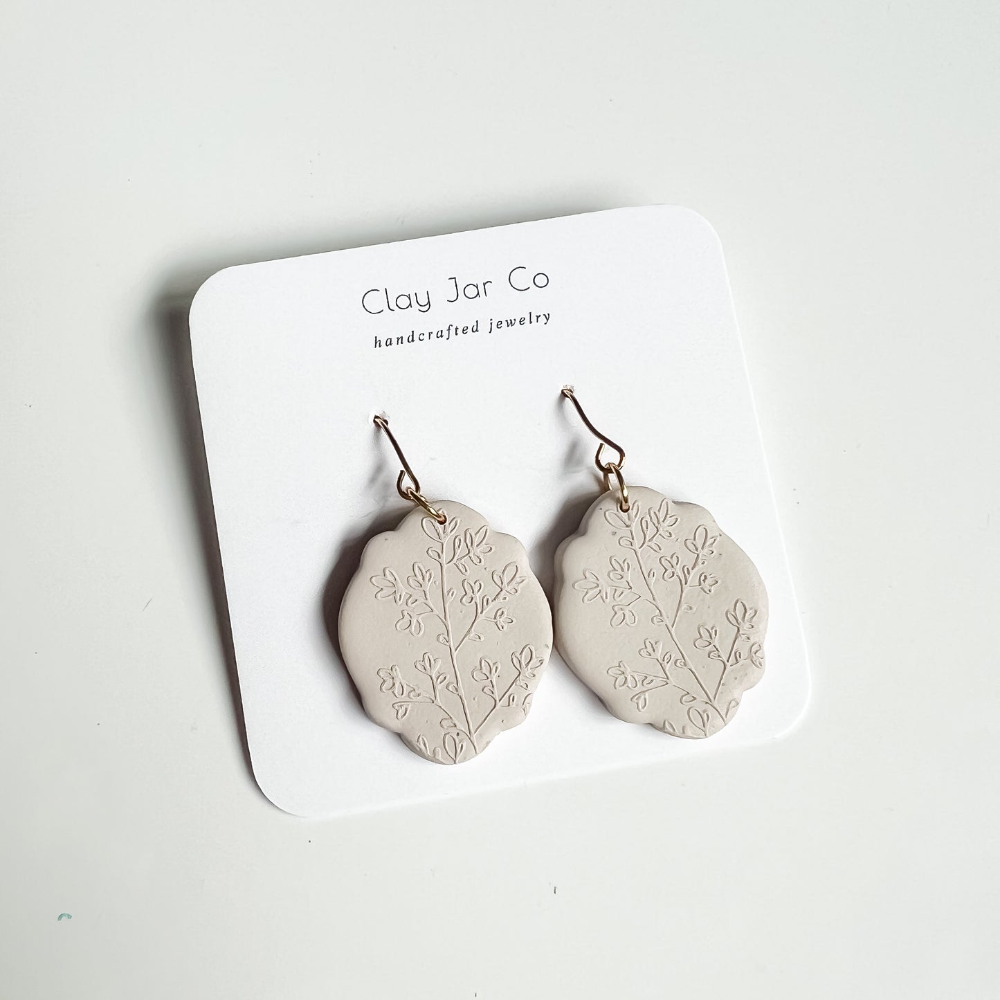 Anna in Sand Dangle Earrings with Gold Wire Posts
